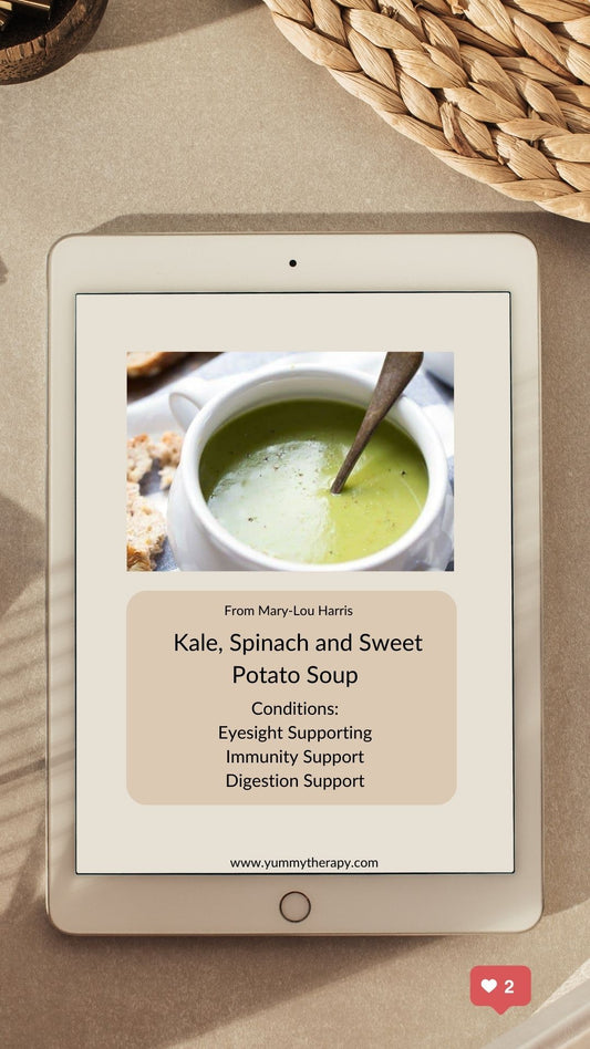 Eyesight, Immunity & Gut Kale, Spinach and Sweet Potato Soup