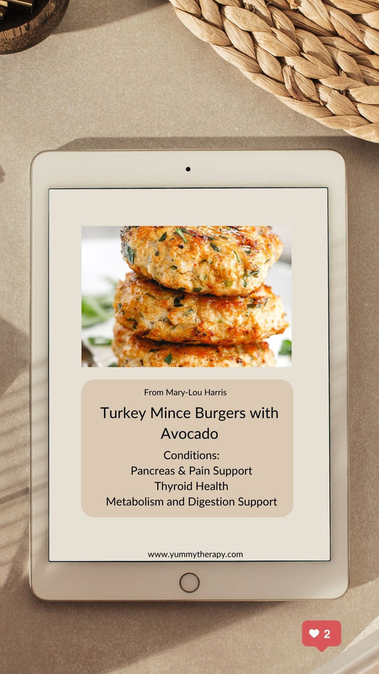 Pancreas & Anti-Depressant Turkey/Mince Burgers with Avocado